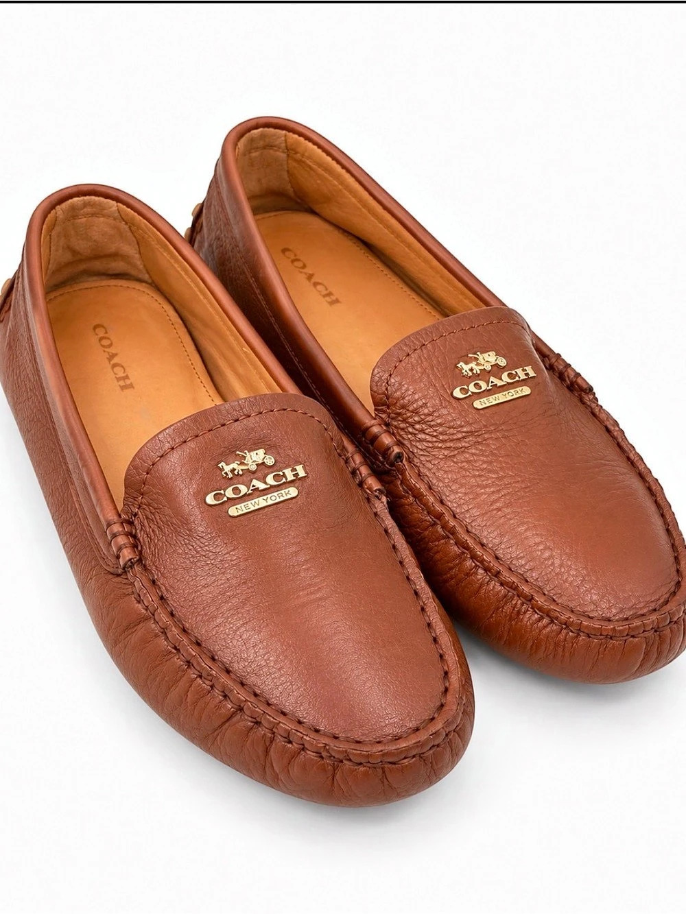 Coach, Nancy Driver Loafer Leather Moccasins Brown, Size 8